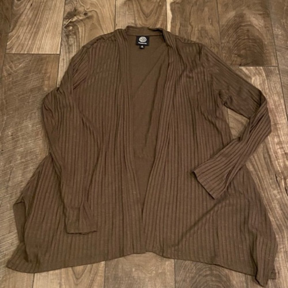 Bobeau Ribbed Open Front Duster Cardigan